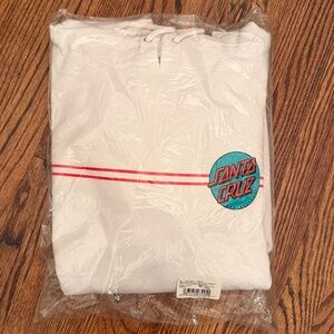 Santa Cruz White Hoodie with Red and Blue Accents